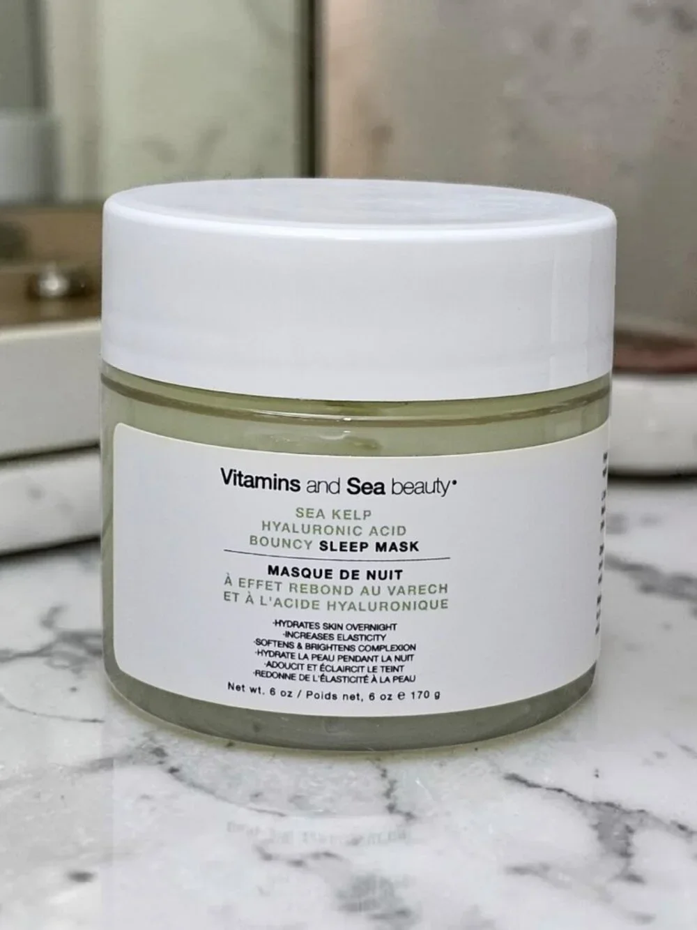 Vitamins and Sea Beauty Hyaluronic Acid Sleep Face Mask Sea Kelp Green New 6oz
